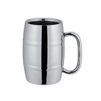 Stainless steel beer mug in barrel shape double wall design available in 8oz, 10oz, 16oz