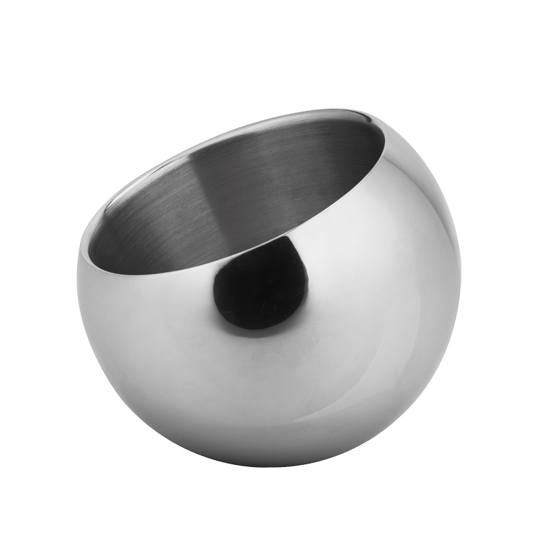 Stainless steel ball shaped ice bucket with ice tong and double walled design in 2000ml