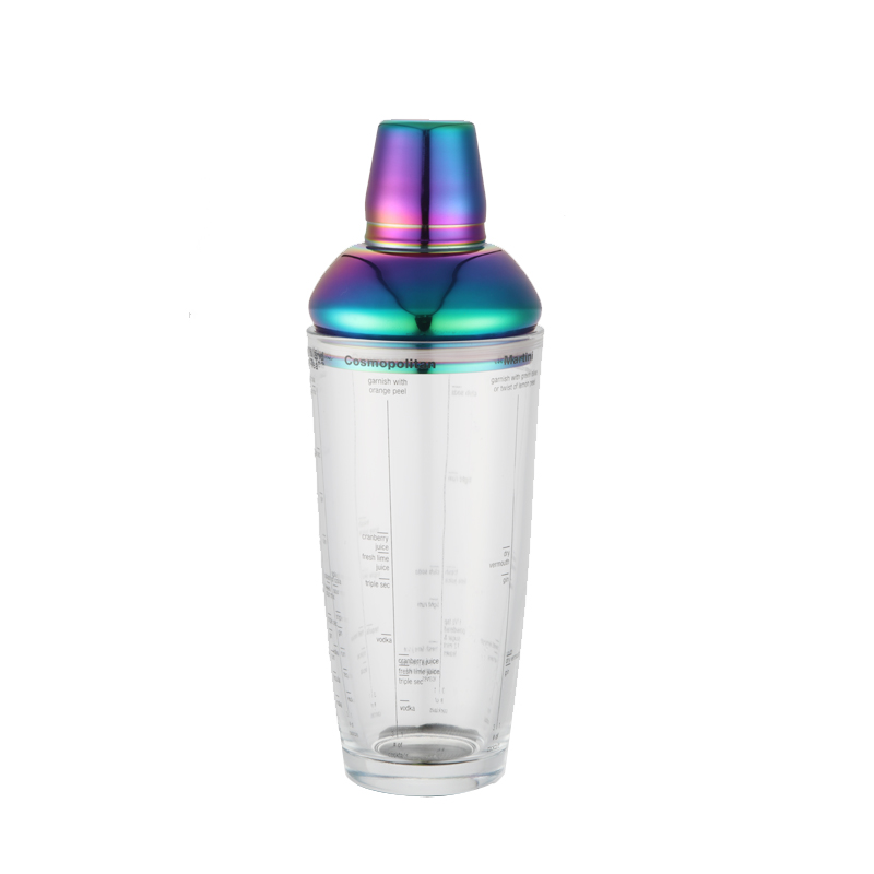 Stainless steel cocktail shaker with 700ml menu printing glass body