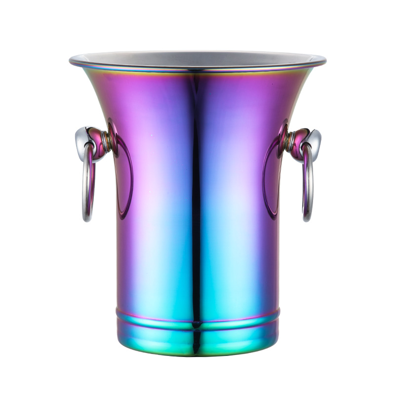 Stainless steel wine bucket with horn mouth and zinc-alloy loop handle in 2000ml design