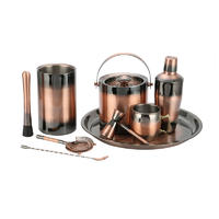 Stainless steel barware setcocktail shaker in vintage-copper electroplated finish