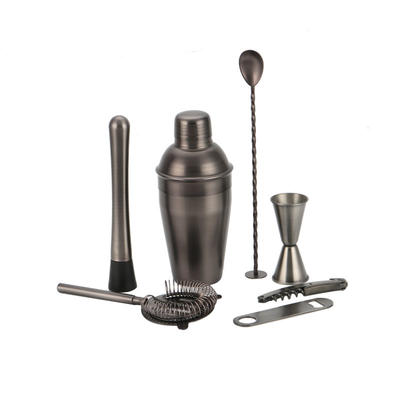 Stainless steel cocktail mixing set  in gunblack satin electroplated finish